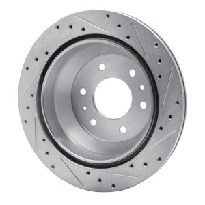 Buick Rainier Brake Rotor (1) - Rear Left - R1 Concepts - Drilled & Slotted - Silver - `02-`09